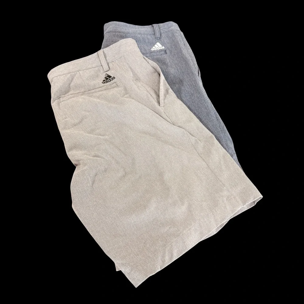 (Lot of 2) Adidas Golf Shorts Mens 34 Pre-Owned Grey/Blue Textured Performance